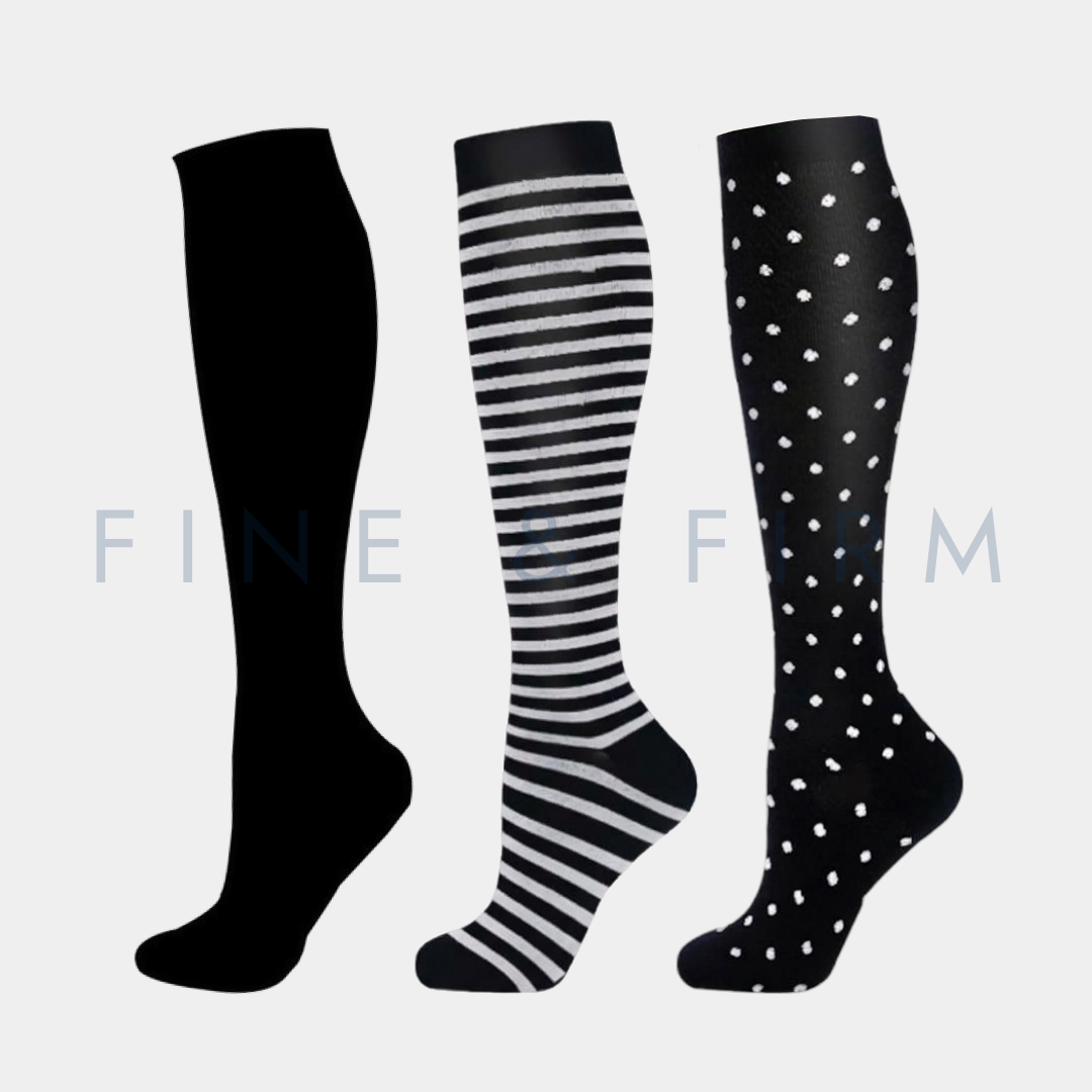 Compression Socks – 3 Pack Black & White Mix