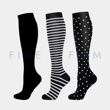 Compression Socks – 3 Pack Black & White Mix